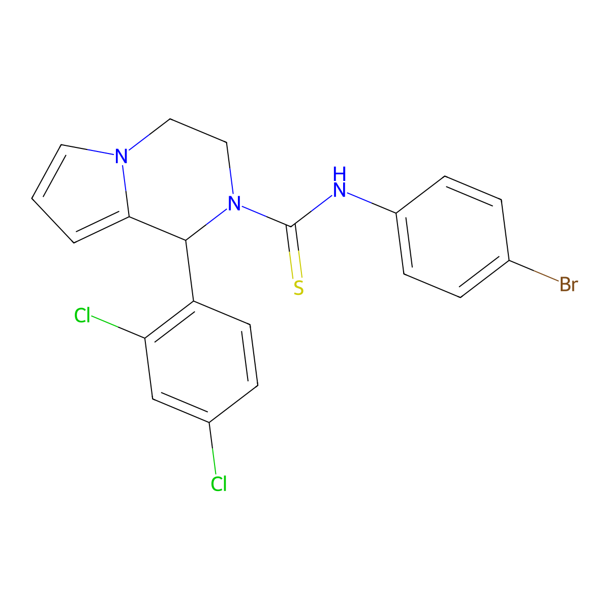 N-(4-bromophenyl)-1-(2,4-dichlorophenyl)-3,4-dihydropyrrolo[1,2-a]pyrazine-2(1H)-carbothioamide molecular structure, CAS 393825-40-6