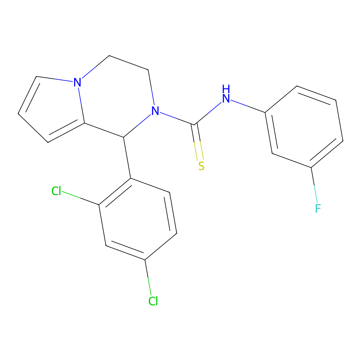 1-(2,4-dichlorophenyl)-N-(3-fluorophenyl)-3,4-dihydropyrrolo[1,2-a]pyrazine-2(1H)-carbothioamide molecular structure, CAS 393825-41-7