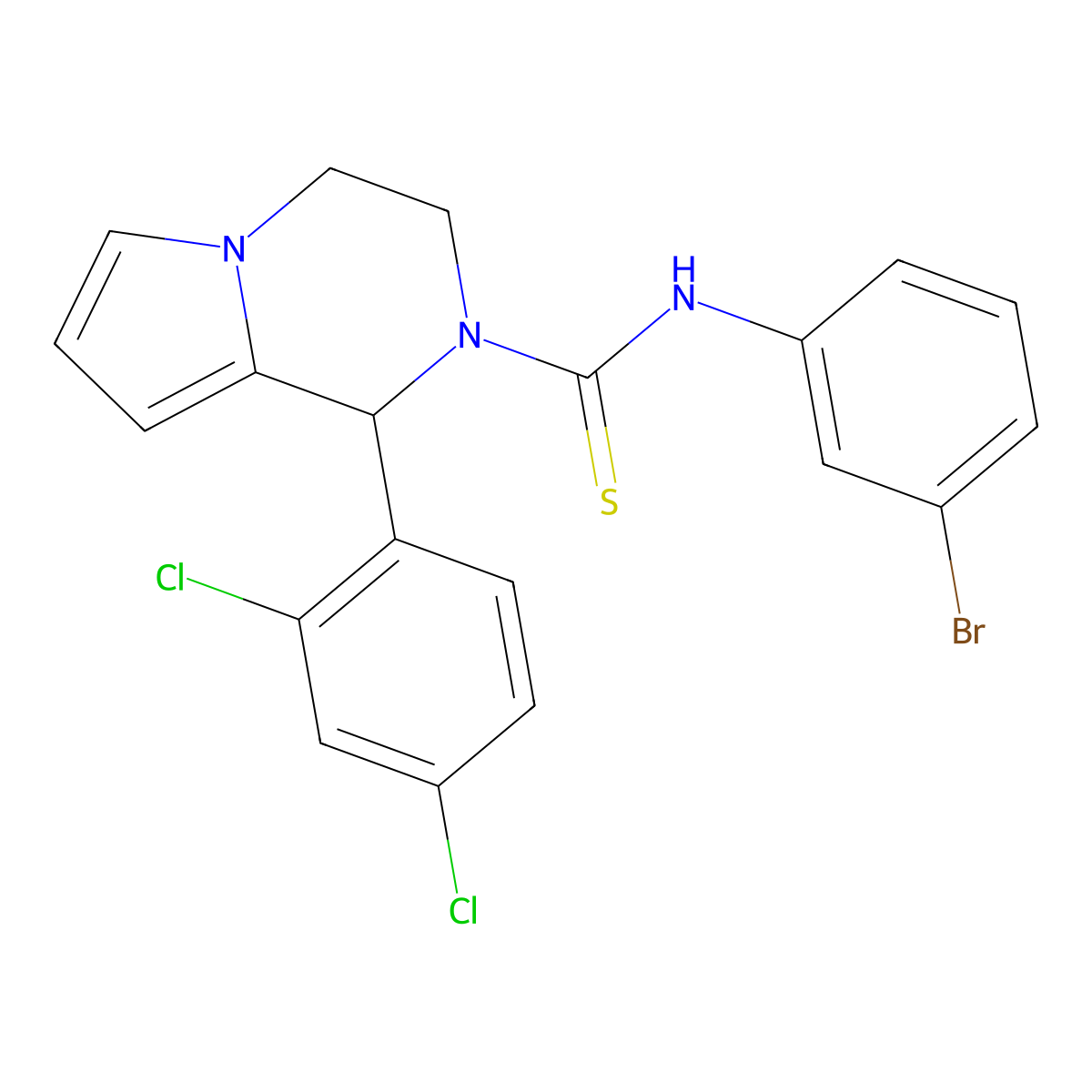 N-(3-bromophenyl)-1-(2,4-dichlorophenyl)-3,4-dihydropyrrolo[1,2-a]pyrazine-2(1H)-carbothioamide molecular structure, CAS 393825-42-8