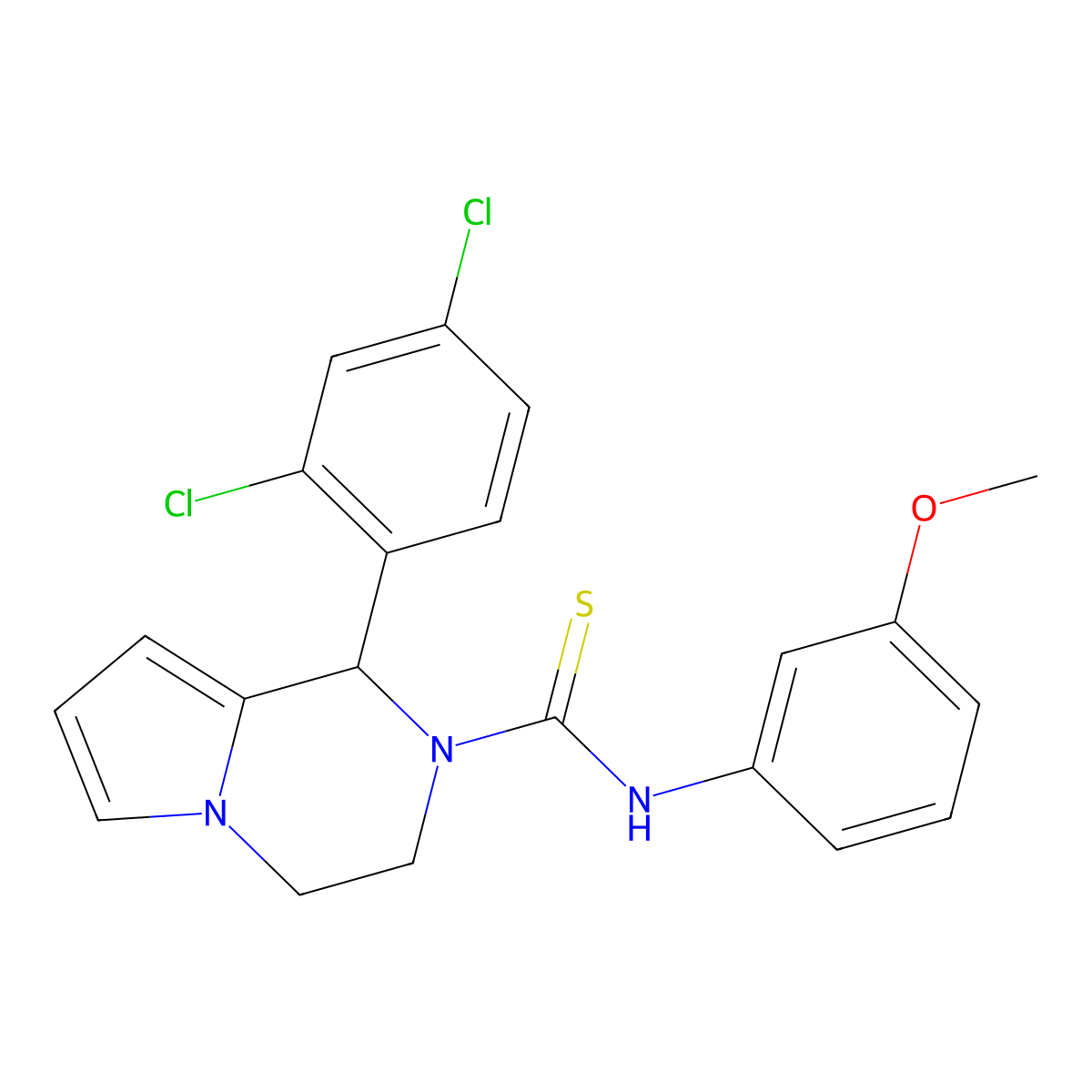 1-(2,4-dichlorophenyl)-N-(3-methoxyphenyl)-3,4-dihydropyrrolo[1,2-a]pyrazine-2(1H)-carbothioamide molecular structure, CAS 393825-43-9