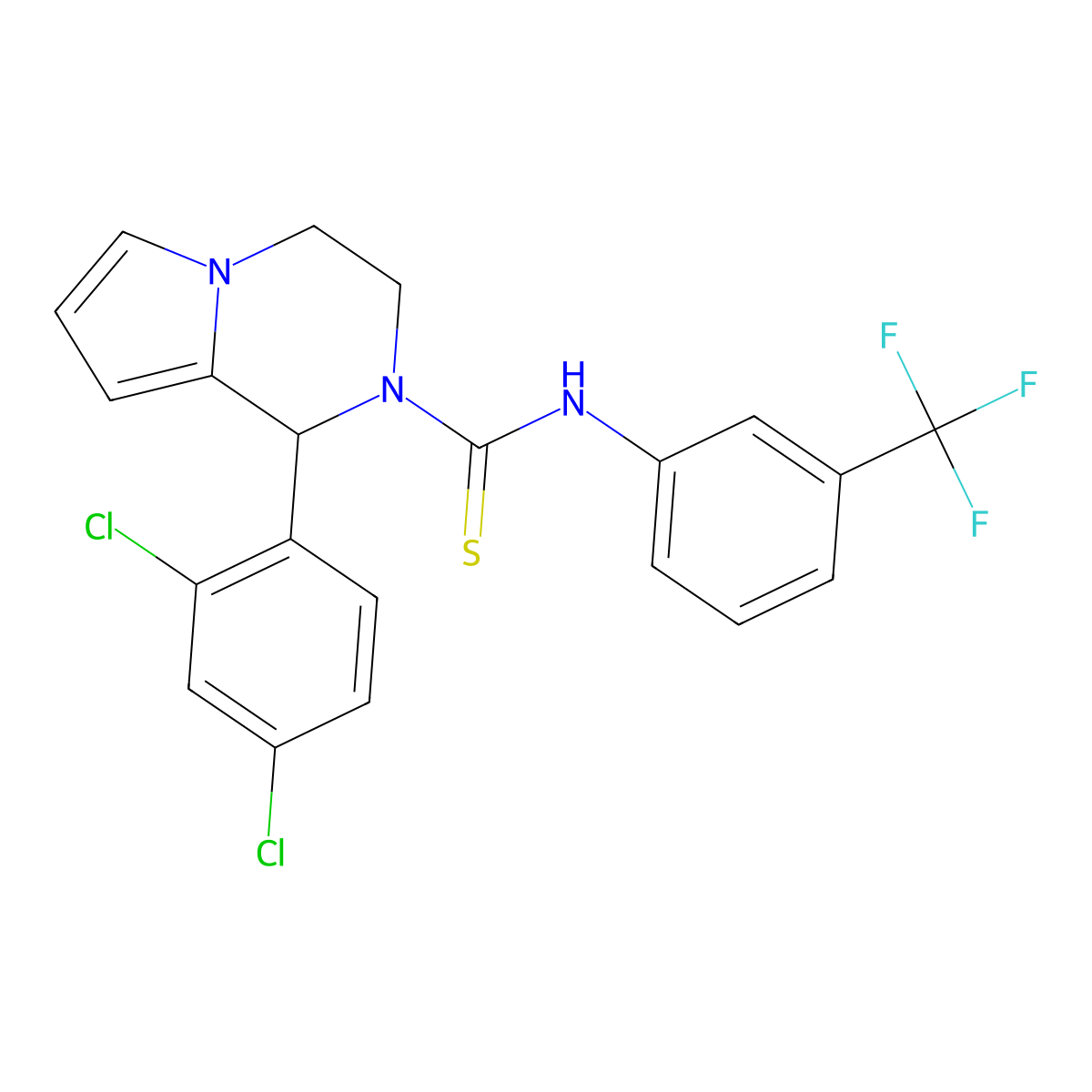 1-(2,4-dichlorophenyl)-N-(3-(trifluoromethyl)phenyl)-3,4-dihydropyrrolo[1,2-a]pyrazine-2(1H)-carbothioamide molecular structure, CAS 393825-55-3