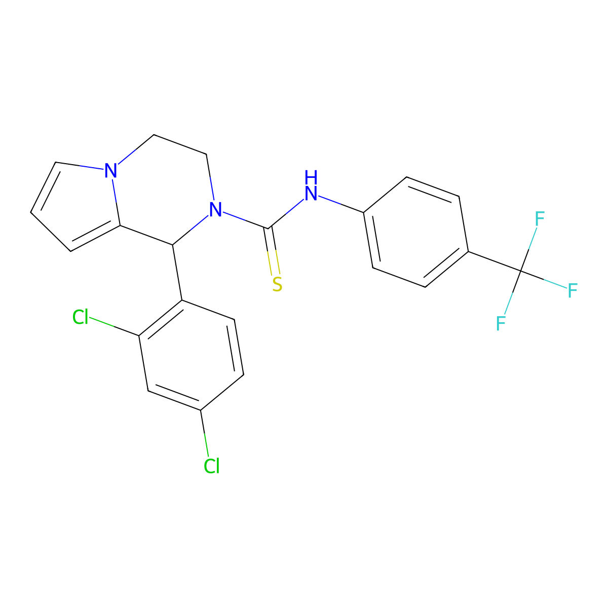 1-(2,4-dichlorophenyl)-N-(4-(trifluoromethyl)phenyl)-3,4-dihydropyrrolo[1,2-a]pyrazine-2(1H)-carbothioamide molecular structure, CAS 393825-56-4