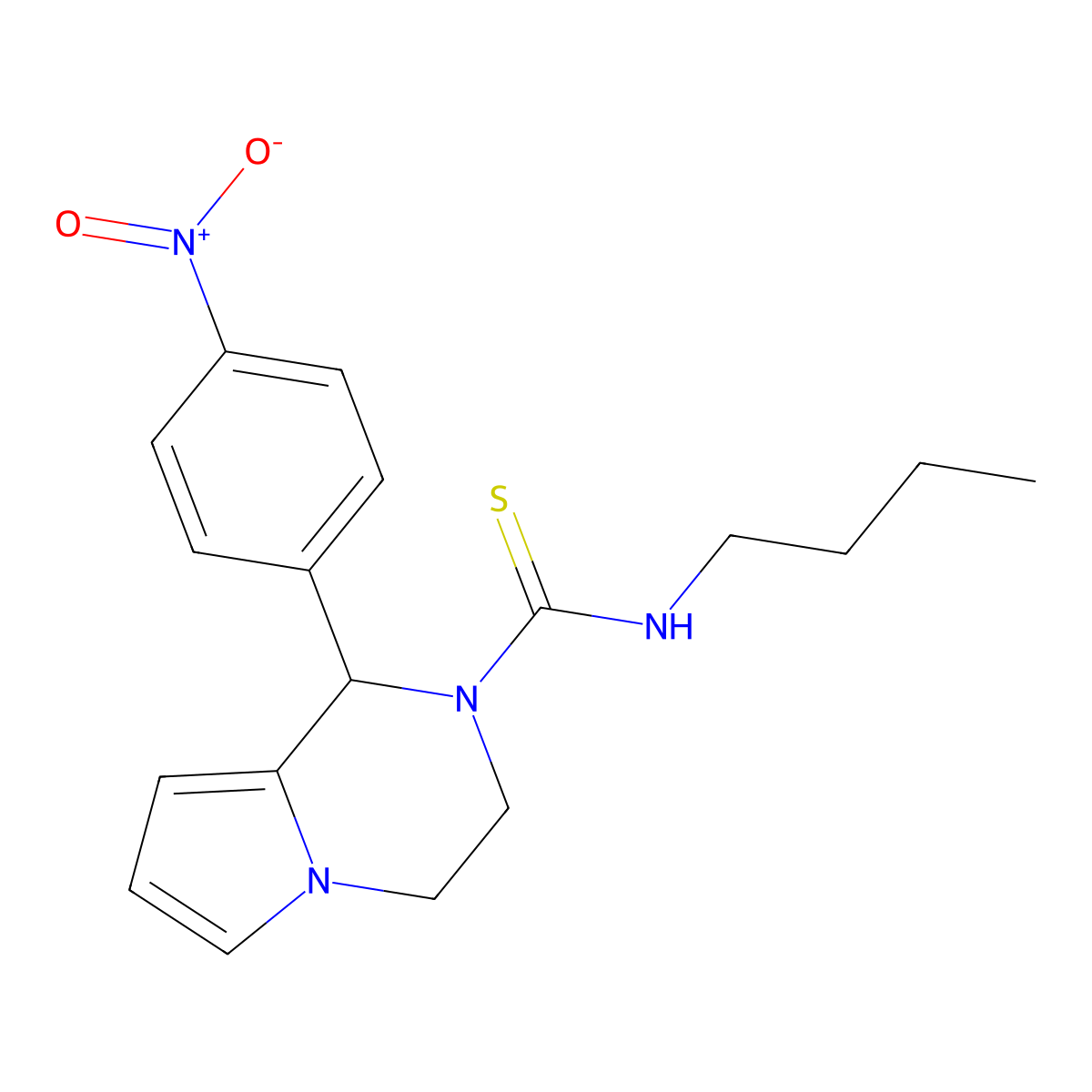 N-butyl-1-(4-nitrophenyl)-3,4-dihydropyrrolo[1,2-a]pyrazine-2(1H)-carbothioamide molecular structure, CAS 393825-59-7