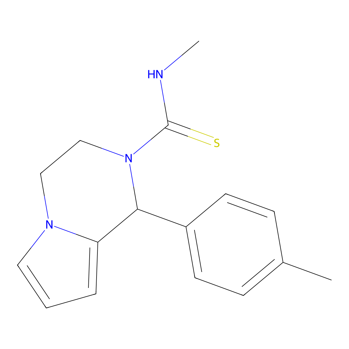 N-methyl-1-(p-tolyl)-3,4-dihydropyrrolo[1,2-a]pyrazine-2(1H)-carbothioamide molecular structure, CAS 393830-24-5