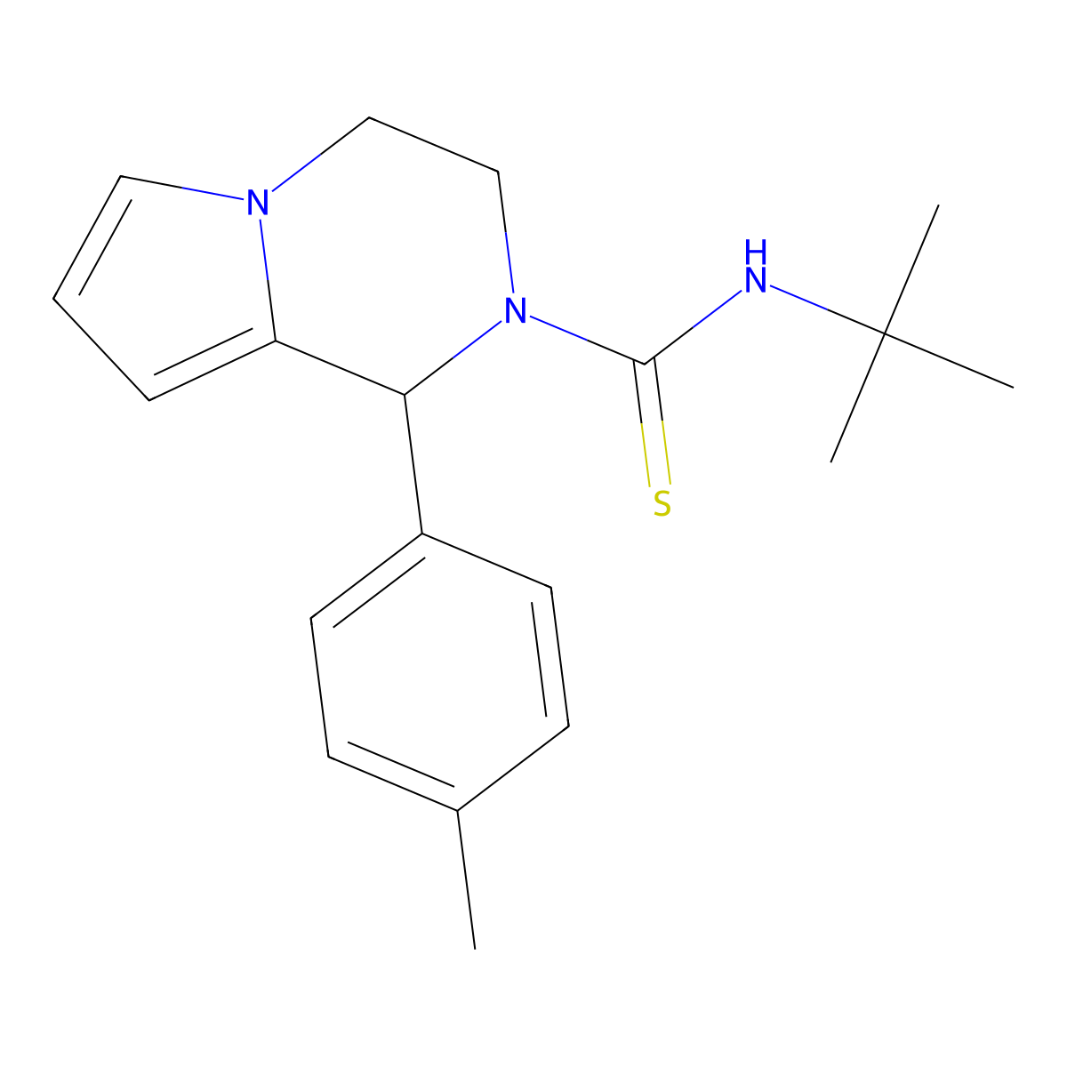 N-(tert-butyl)-1-(p-tolyl)-3,4-dihydropyrrolo[1,2-a]pyrazine-2(1H)-carbothioamide molecular structure, CAS 393830-27-8