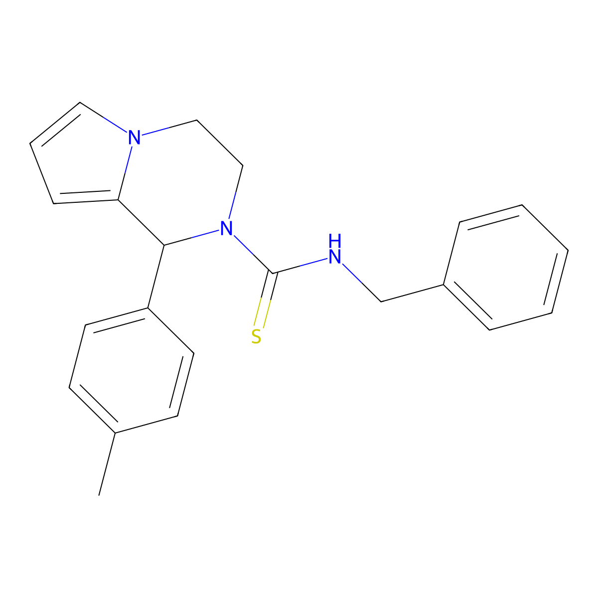 N-benzyl-1-(p-tolyl)-3,4-dihydropyrrolo[1,2-a]pyrazine-2(1H)-carbothioamide molecular structure, CAS 393830-28-9