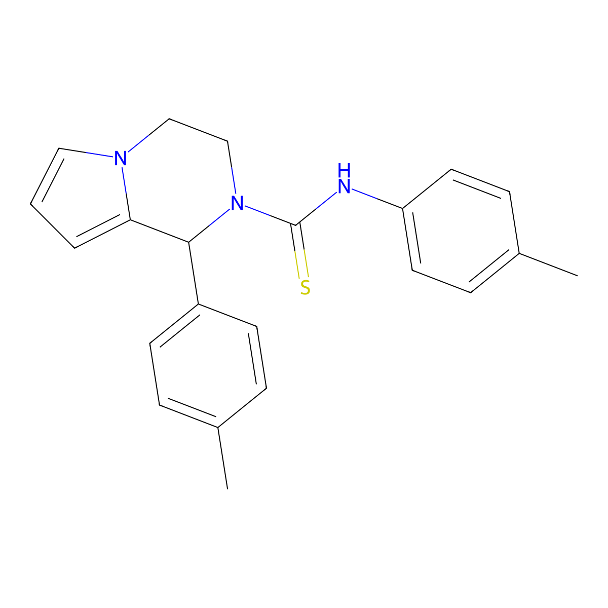 N,1-di-p-tolyl-3,4-dihydropyrrolo[1,2-a]pyrazine-2(1H)-carbothioamide molecular structure, CAS 393830-32-5