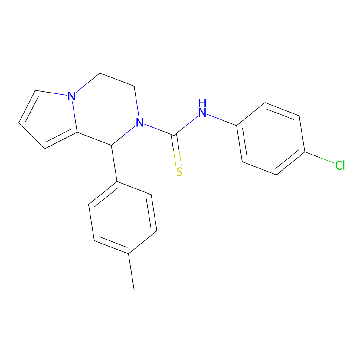 N-(4-chlorophenyl)-1-(p-tolyl)-3,4-dihydropyrrolo[1,2-a]pyrazine-2(1H)-carbothioamide molecular structure, CAS 393830-35-8