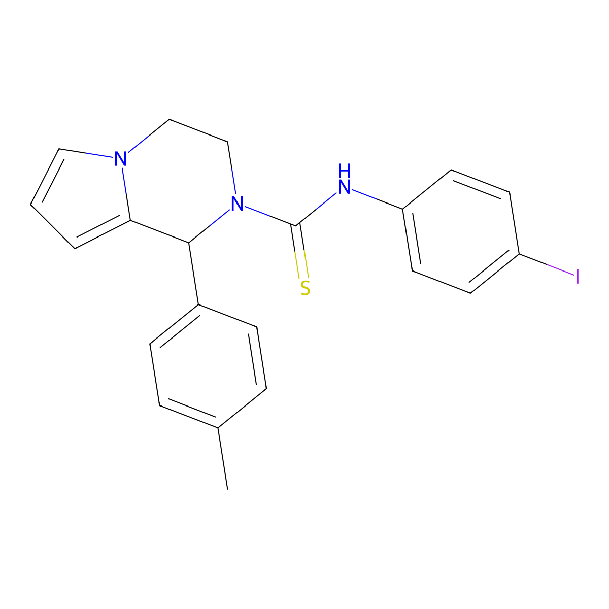 N-(4-iodophenyl)-1-(p-tolyl)-3,4-dihydropyrrolo[1,2-a]pyrazine-2(1H)-carbothioamide molecular structure, CAS 393830-38-1
