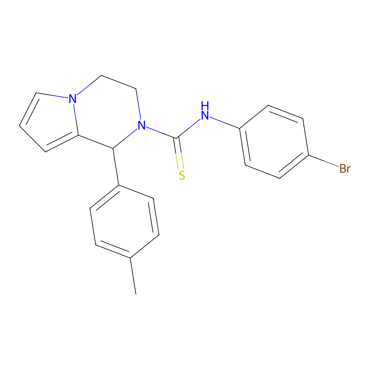 N-(4-bromophenyl)-1-(p-tolyl)-3,4-dihydropyrrolo[1,2-a]pyrazine-2(1H)-carbothioamide molecular structure, CAS 393830-44-9