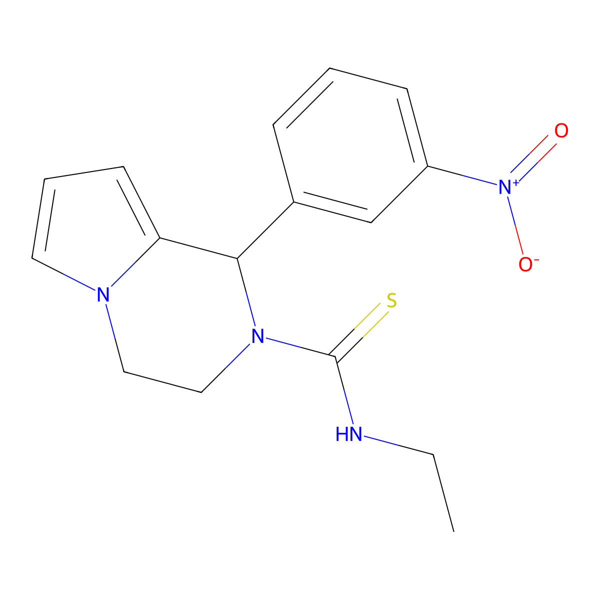 N-ethyl-1-(3-nitrophenyl)-3,4-dihydropyrrolo[1,2-a]pyrazine-2(1H)-carbothioamide molecular structure, CAS 393830-59-6