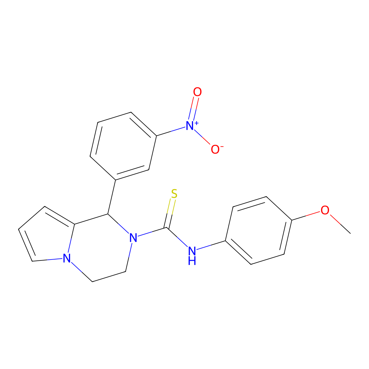 N-(4-methoxyphenyl)-1-(3-nitrophenyl)-3,4-dihydropyrrolo[1,2-a]pyrazine-2(1H)-carbothioamide molecular structure, CAS 393830-65-4