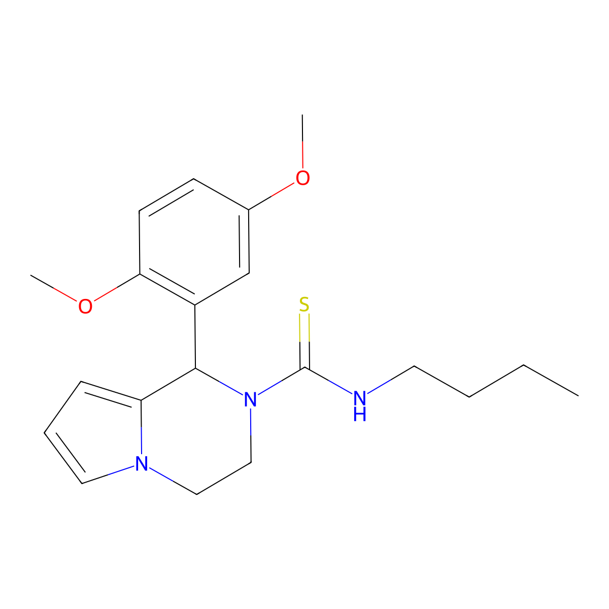 N-butyl-1-(2,5-dimethoxyphenyl)-3,4-dihydropyrrolo[1,2-a]pyrazine-2(1H)-carbothioamide molecular structure, CAS 393831-01-1