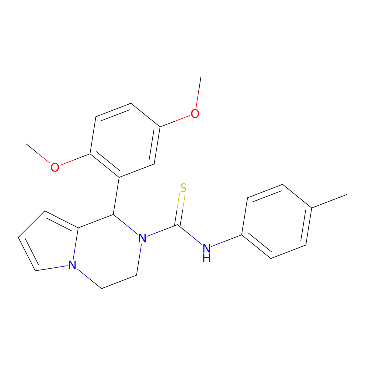 1-(2,5-dimethoxyphenyl)-N-(p-tolyl)-3,4-dihydropyrrolo[1,2-a]pyrazine-2(1H)-carbothioamide molecular structure, CAS 393831-07-7