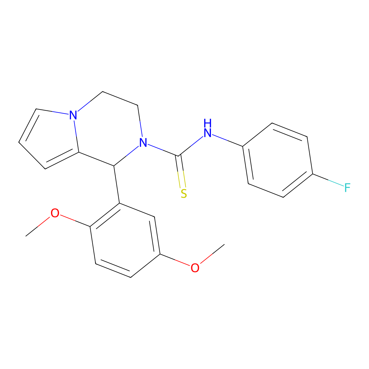 1-(2,5-dimethoxyphenyl)-N-(4-fluorophenyl)-3,4-dihydropyrrolo[1,2-a]pyrazine-2(1H)-carbothioamide molecular structure, CAS 393831-08-8