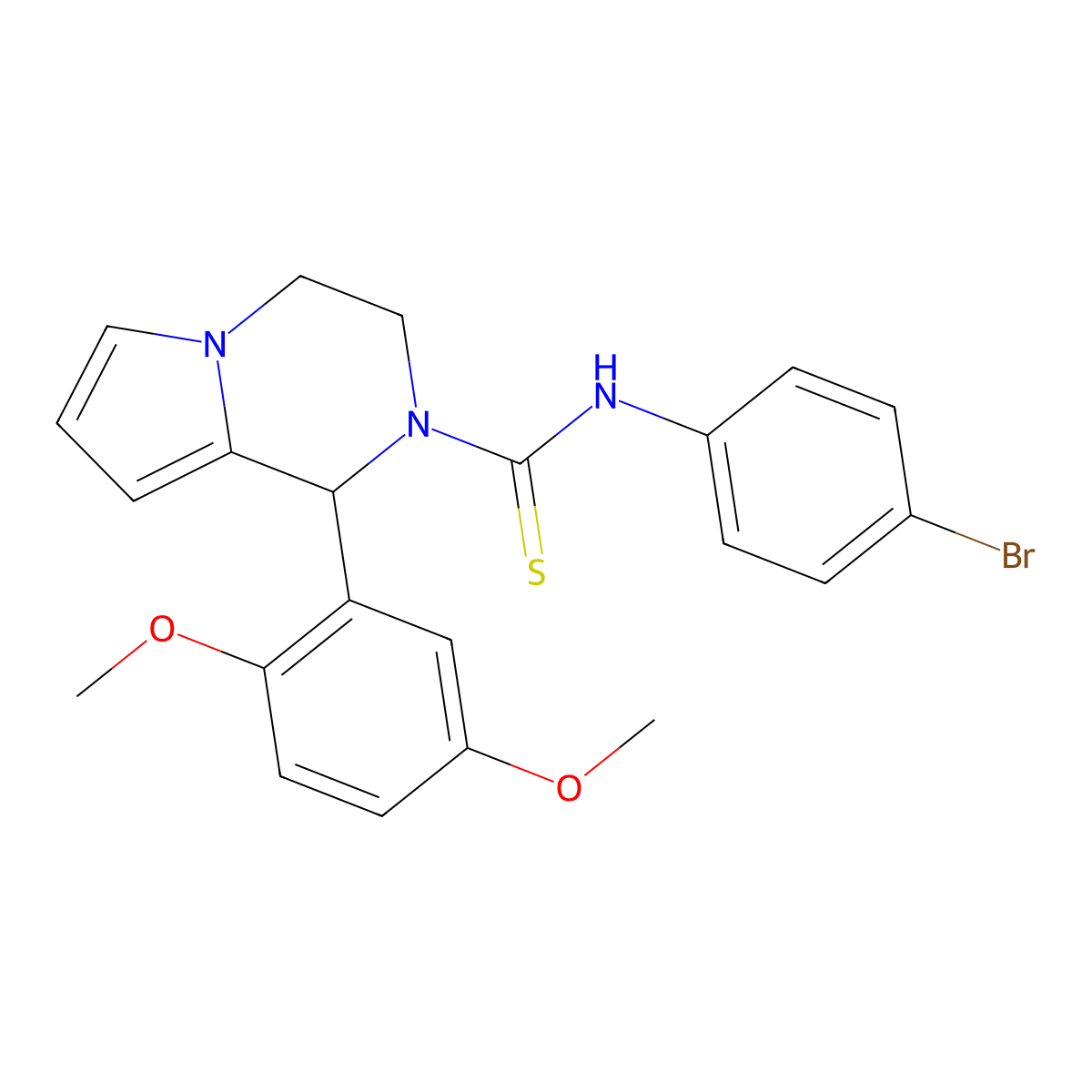 N-(4-bromophenyl)-1-(2,5-dimethoxyphenyl)-3,4-dihydropyrrolo[1,2-a]pyrazine-2(1H)-carbothioamide molecular structure, CAS 393831-19-1