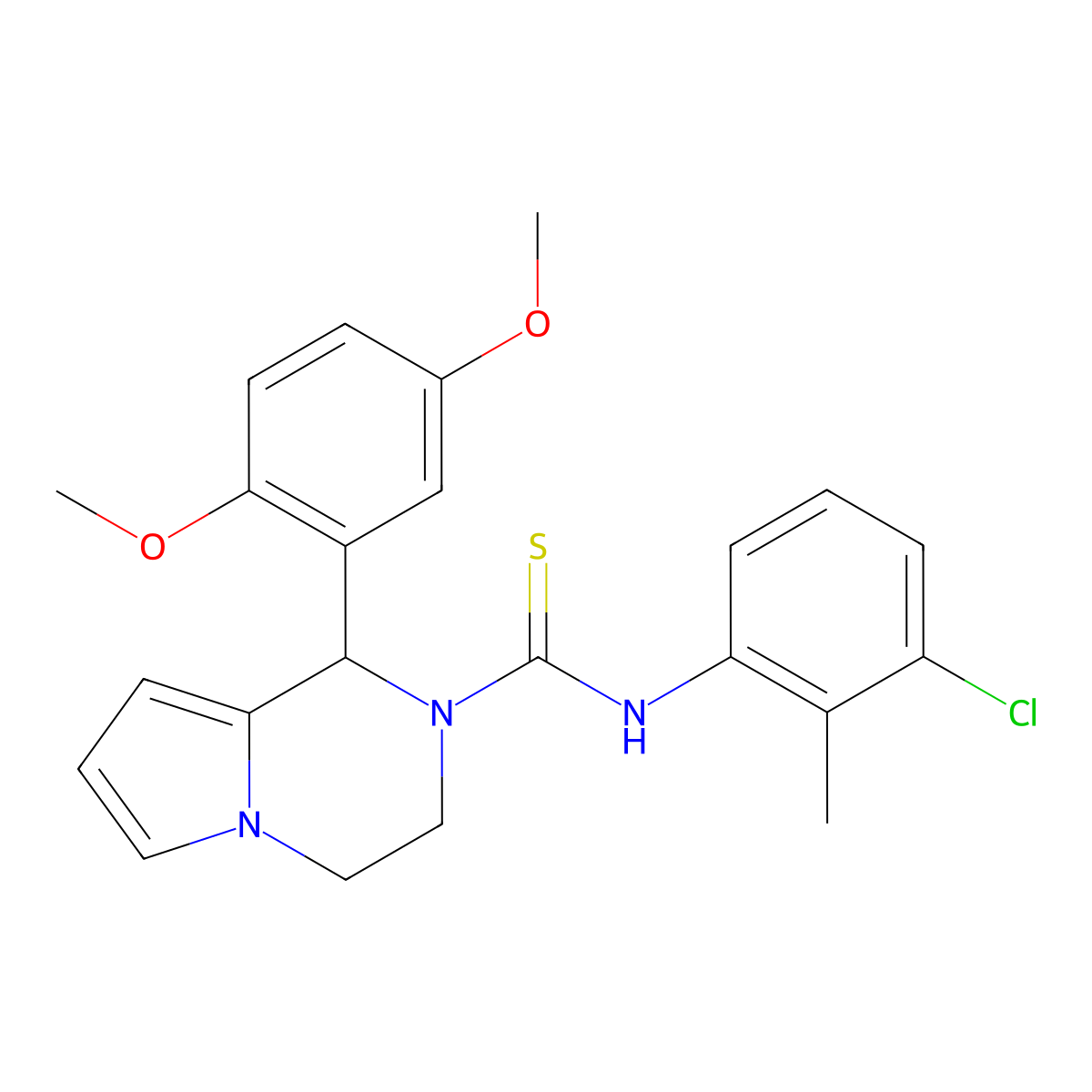 N-(3-chloro-2-methylphenyl)-1-(2,5-dimethoxyphenyl)-3,4-dihydro-1H-pyrrolo[1,2-a]pyrazine-2-carbothioamide molecular structure, CAS 393831-36-2
