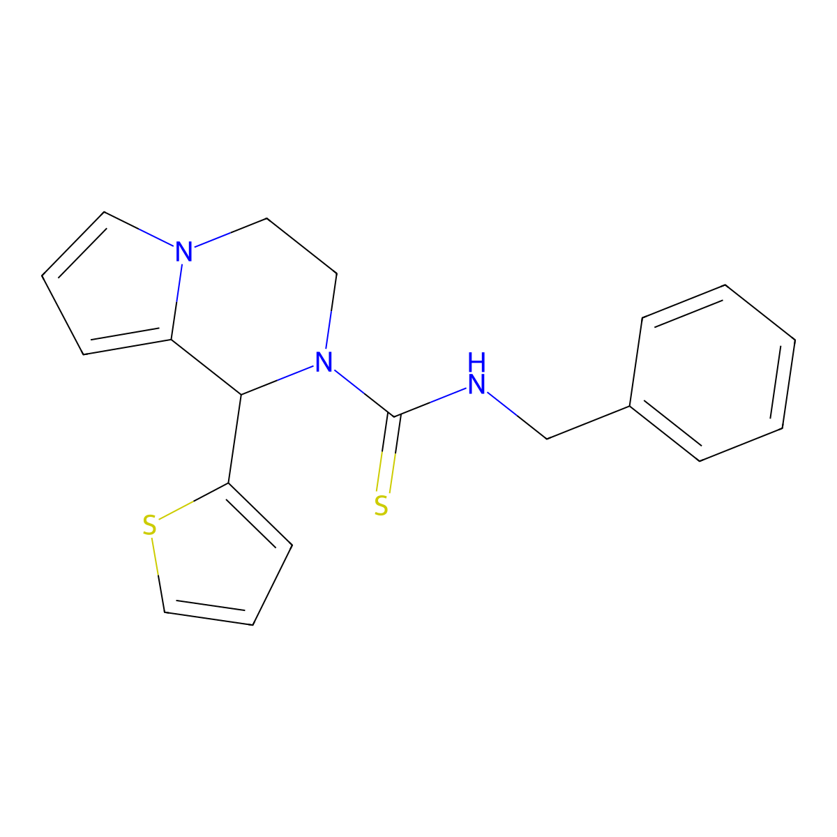 N-benzyl-1-thiophen-2-yl-3,4-dihydro-1H-pyrrolo[1,2-a]pyrazine-2-carbothioamide molecular structure, CAS 393831-77-1