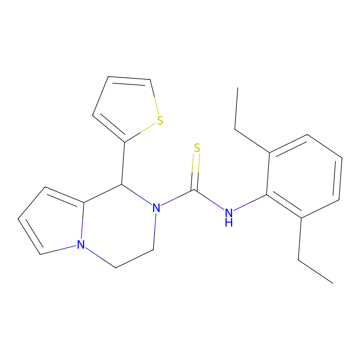 N-(2,6-diethylphenyl)-1-(thiophen-2-yl)-3,4-dihydropyrrolo[1,2-a]pyrazine-2(1H)-carbothioamide molecular structure, CAS 393832-02-5