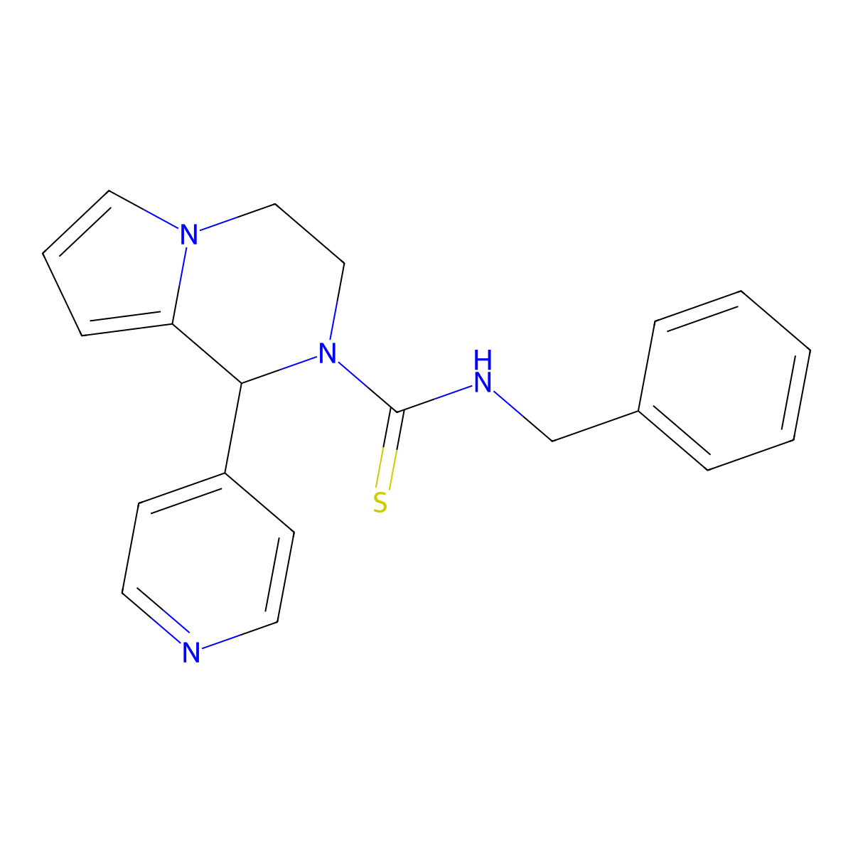 N-benzyl-1-pyridin-4-yl-3,4-dihydro-1H-pyrrolo[1,2-a]pyrazine-2-carbothioamide molecular structure, CAS 393832-45-6