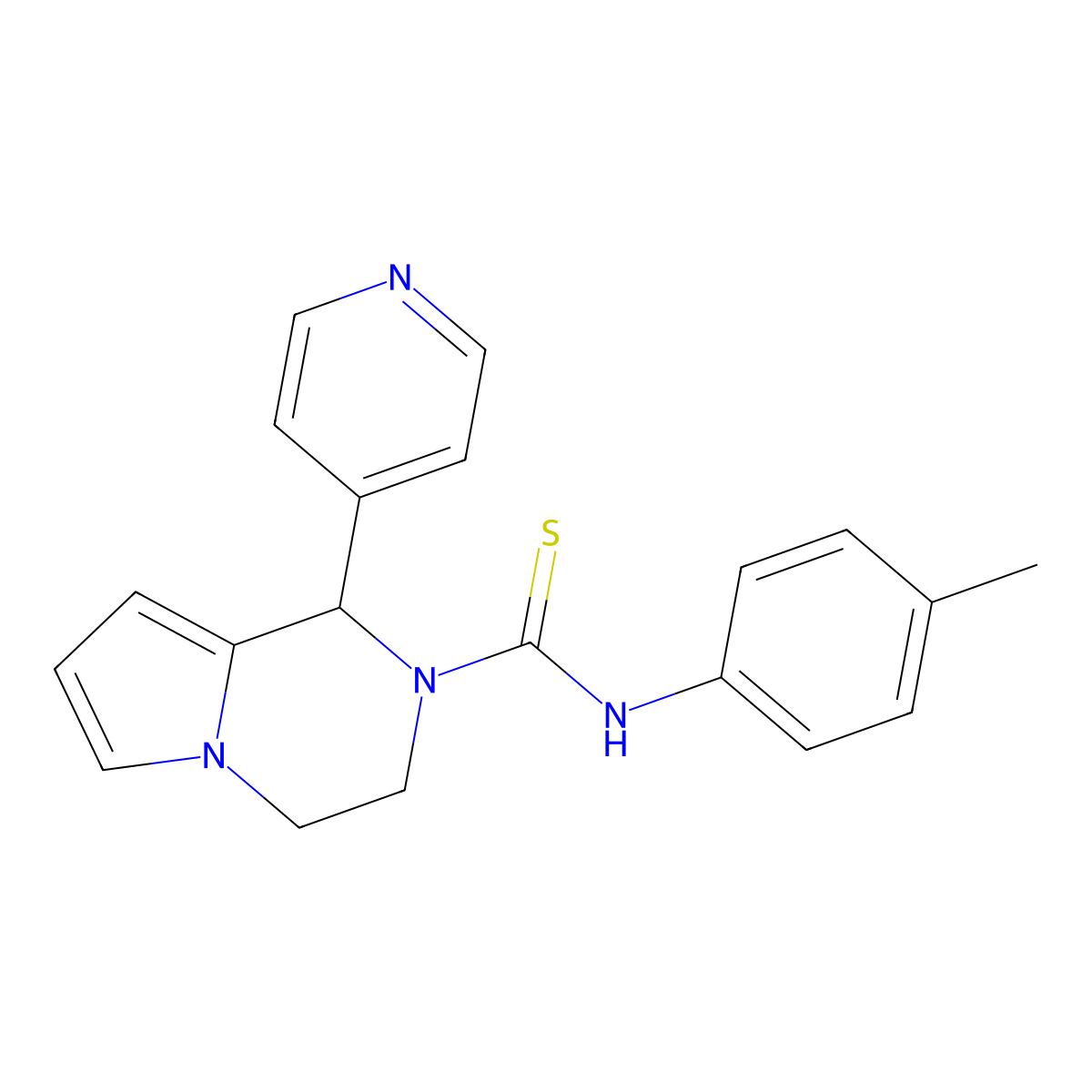 1-(pyridin-4-yl)-N-(p-tolyl)-3,4-dihydropyrrolo[1,2-a]pyrazine-2(1H)-carbothioamide molecular structure, CAS 393832-49-0