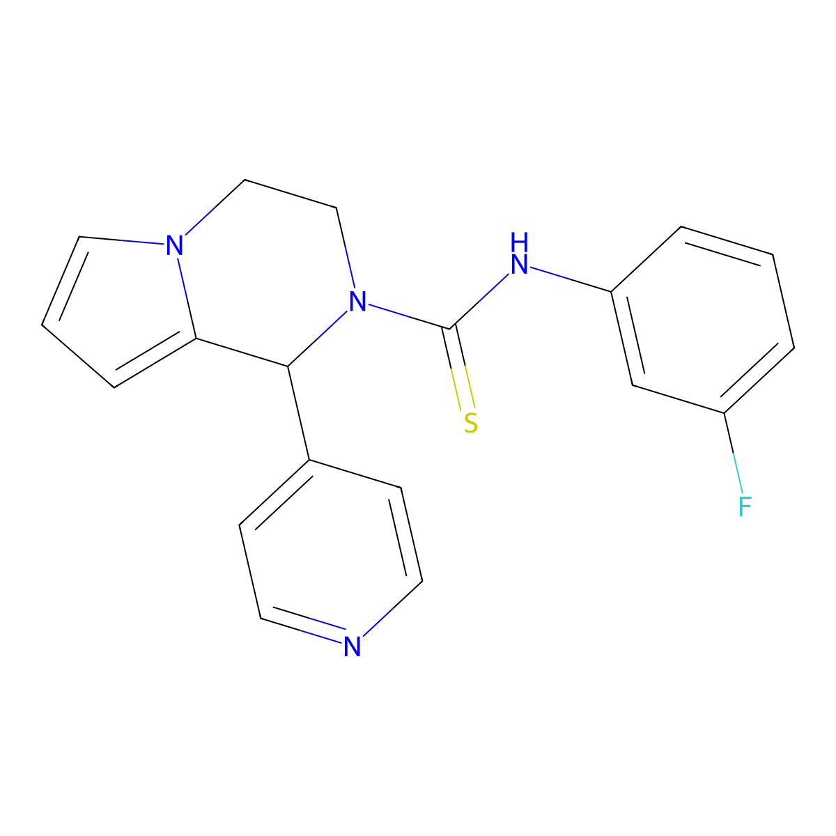 N-(3-fluorophenyl)-1-(pyridin-4-yl)-3,4-dihydropyrrolo[1,2-a]pyrazine-2(1H)-carbothioamide molecular structure, CAS 393832-62-7