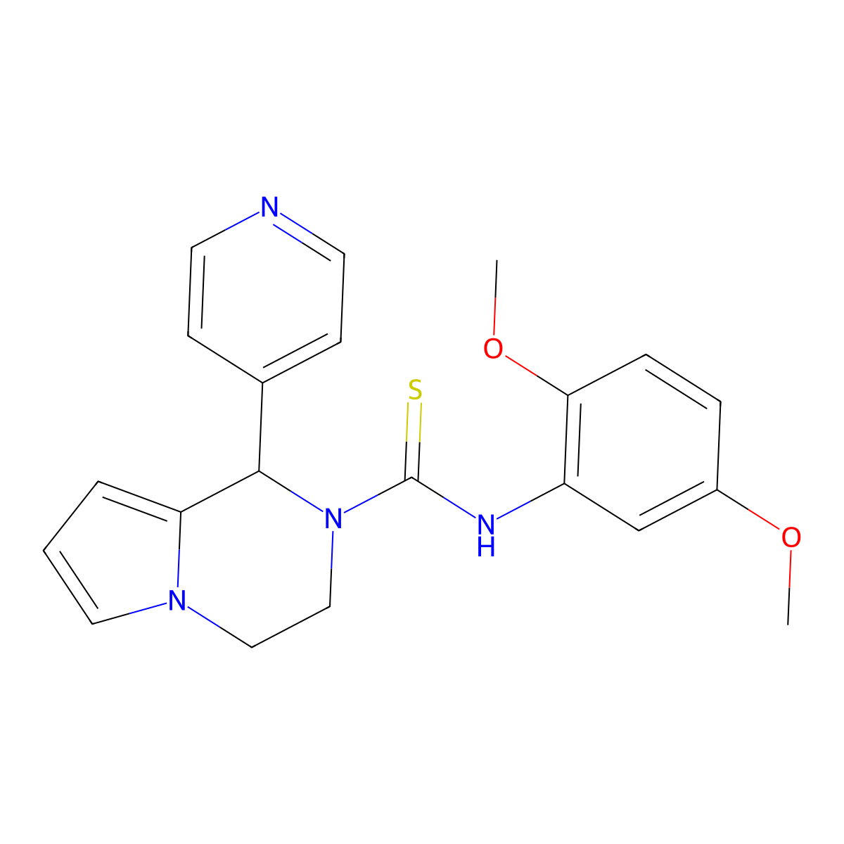 N-(2,5-dimethoxyphenyl)-1-(pyridin-4-yl)-3,4-dihydropyrrolo[1,2-a]pyrazine-2(1H)-carbothioamide molecular structure, CAS 393832-66-1