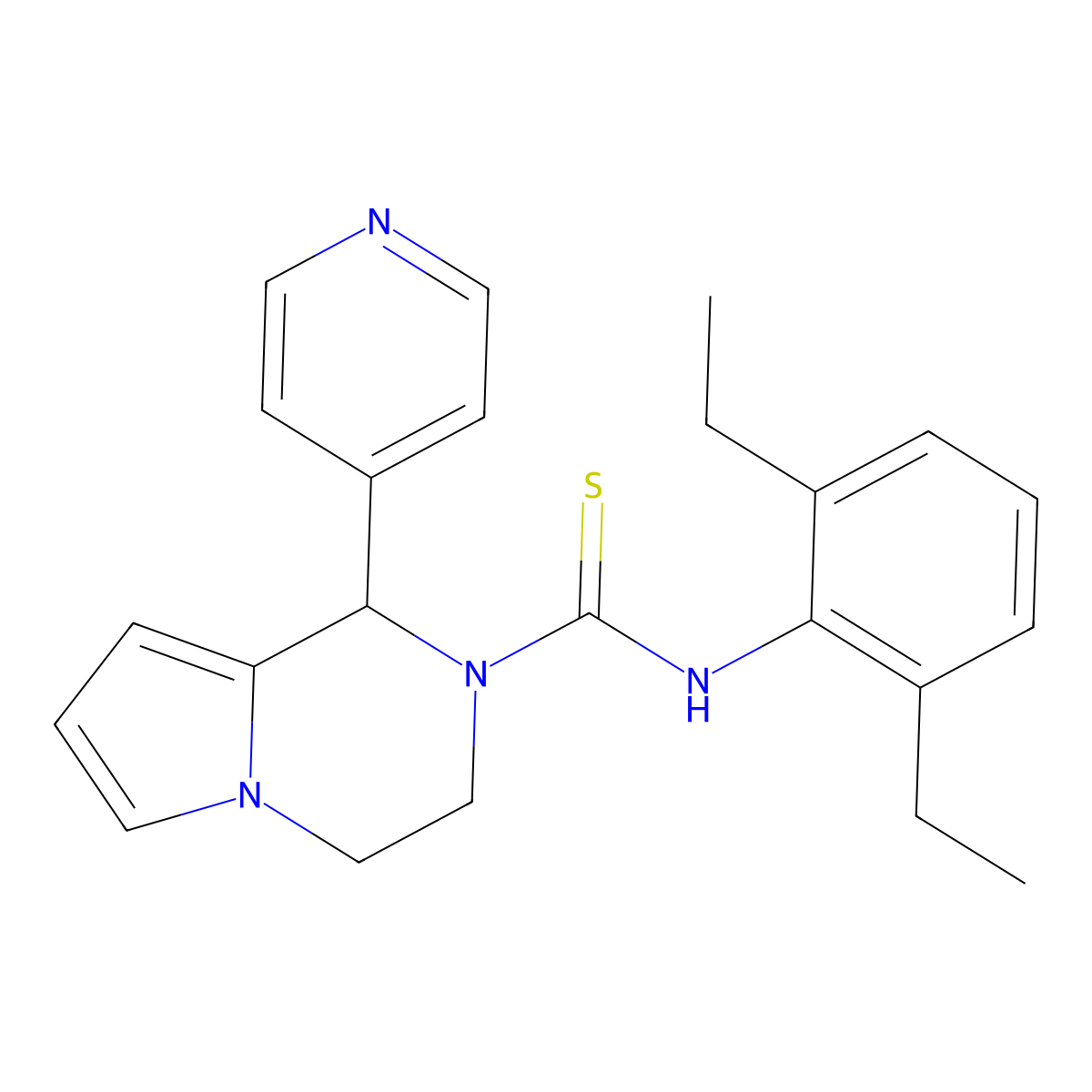 N-(2,6-diethylphenyl)-1-(pyridin-4-yl)-3,4-dihydropyrrolo[1,2-a]pyrazine-2(1H)-carbothioamide molecular structure, CAS 393832-70-7