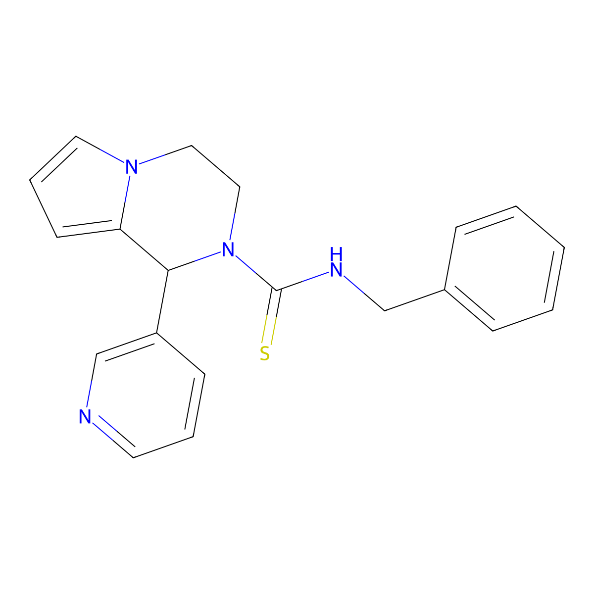 N-benzyl-1-(pyridin-3-yl)-3,4-dihydropyrrolo[1,2-a]pyrazine-2(1H)-carbothioamide molecular structure, CAS 393832-79-6