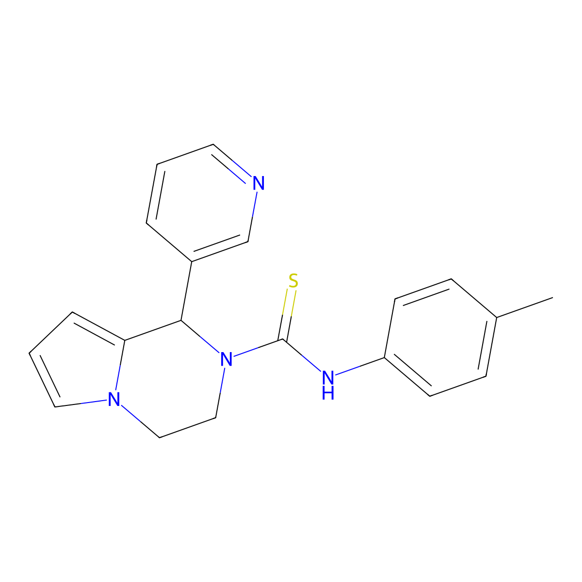 1-(pyridin-3-yl)-N-(p-tolyl)-3,4-dihydropyrrolo[1,2-a]pyrazine-2(1H)-carbothioamide molecular structure, CAS 393832-83-2