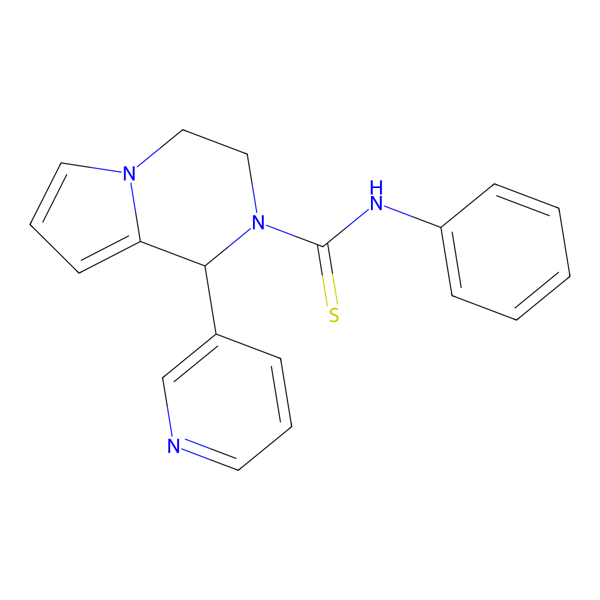 N-phenyl-1-(pyridin-3-yl)-3,4-dihydropyrrolo[1,2-a]pyrazine-2(1H)-carbothioamide molecular structure, CAS 393832-85-4