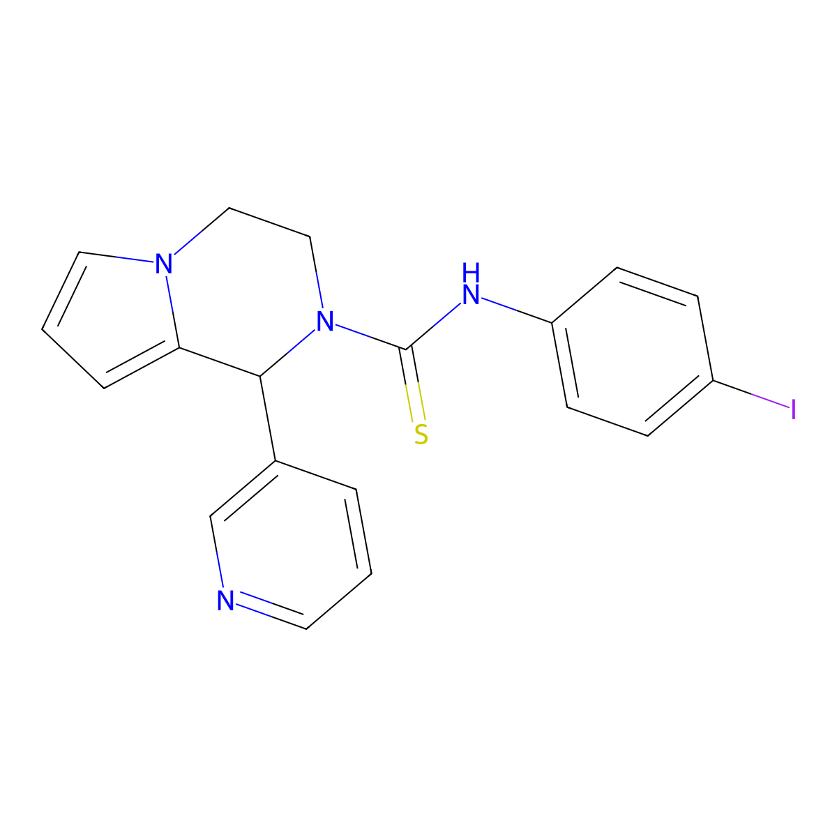 N-(4-iodophenyl)-1-(pyridin-3-yl)-3,4-dihydropyrrolo[1,2-a]pyrazine-2(1H)-carbothioamide molecular structure, CAS 393832-89-8
