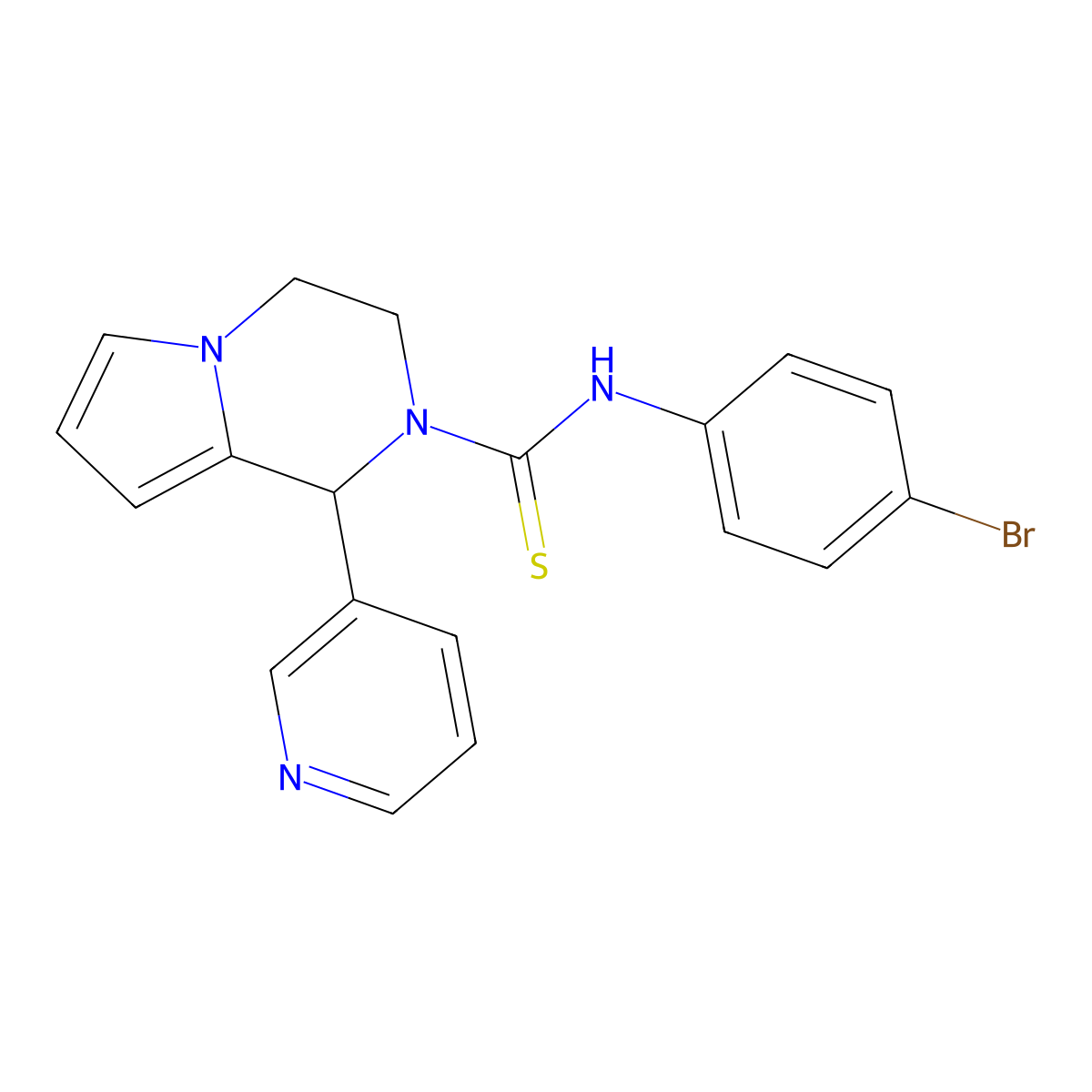 N-(4-bromophenyl)-1-pyridin-3-yl-3,4-dihydropyrrolo[1,2-a]pyrazine-2(1H)-carbothioamide molecular structure, CAS 393832-95-6
