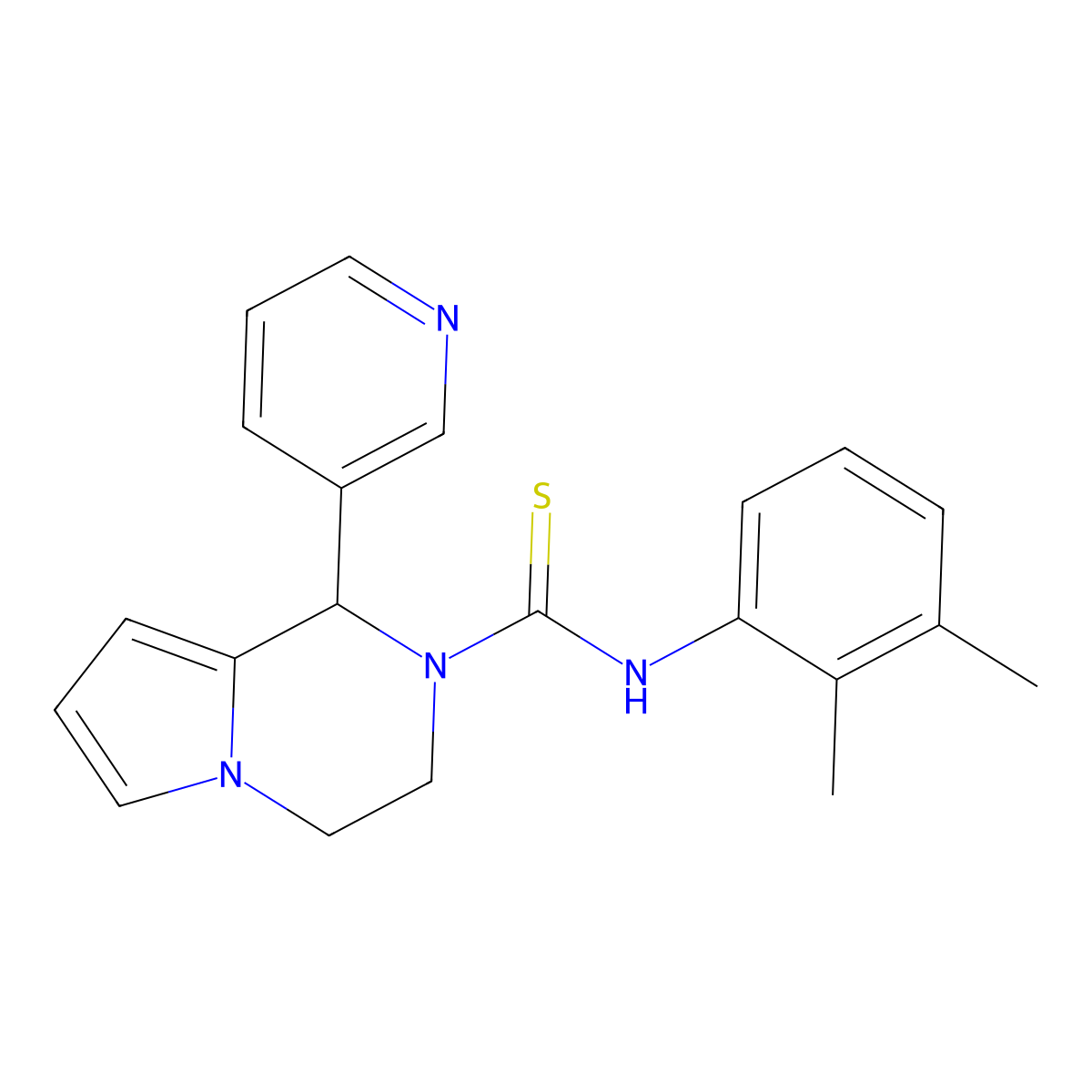 N-(2,3-dimethylphenyl)-1-pyridin-3-yl-3,4-dihydro-1H-pyrrolo[1,2-a]pyrazine-2-carbothioamide molecular structure, CAS 393833-01-7