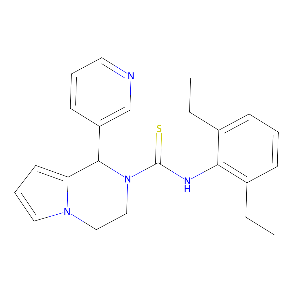 N-(2,6-diethylphenyl)-1-pyridin-3-yl-3,4-dihydro-1H-pyrrolo[1,2-a]pyrazine-2-carbothioamide molecular structure, CAS 393833-04-0