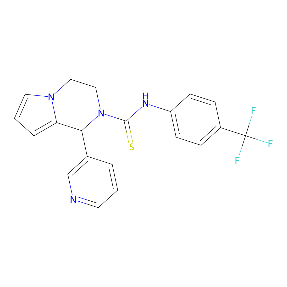 1-(pyridin-3-yl)-N-(4-(trifluoromethyl)phenyl)-3,4-dihydropyrrolo[1,2-a]pyrazine-2(1H)-carbothioamide molecular structure, CAS 393833-08-4