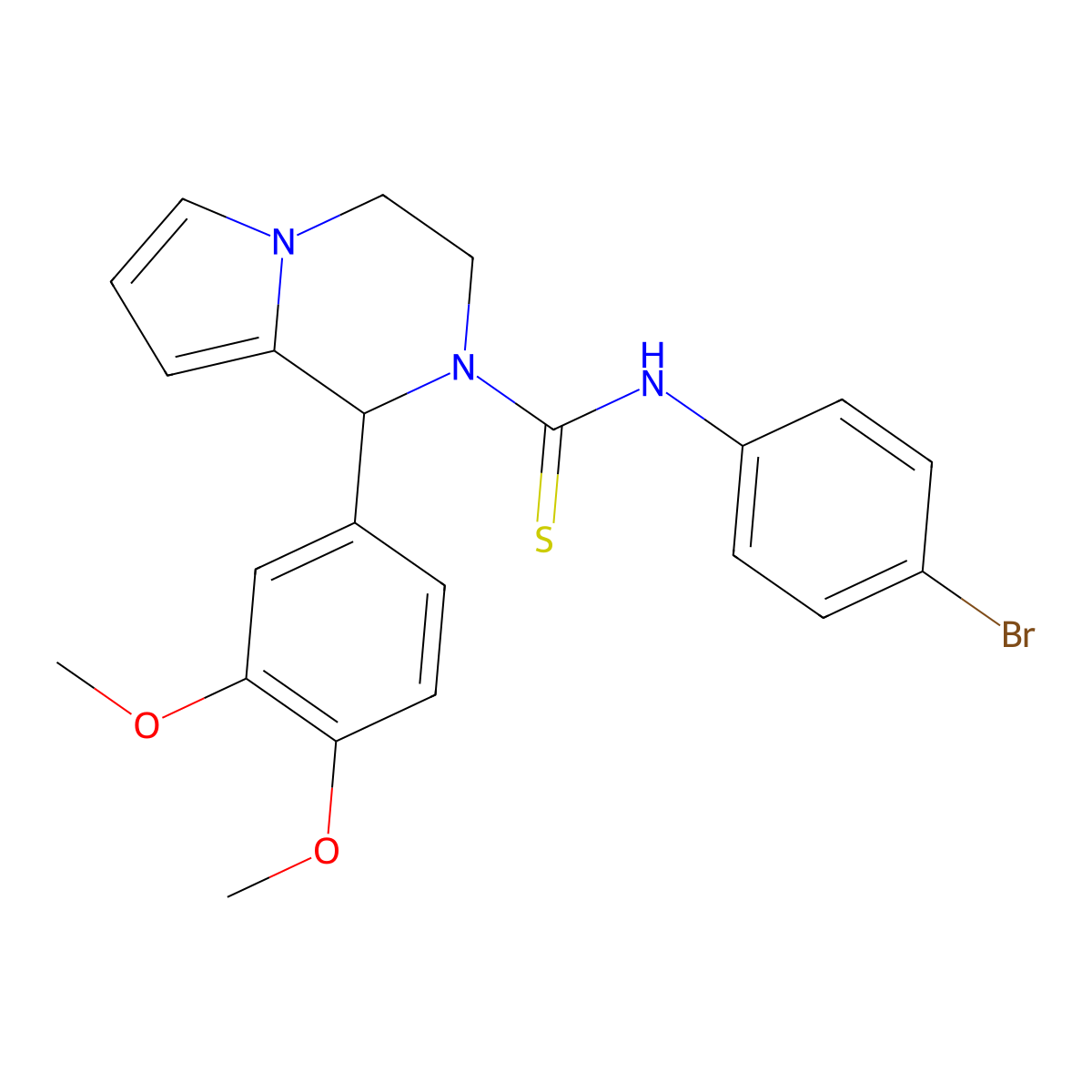N-(4-bromophenyl)-1-(3,4-dimethoxyphenyl)-3,4-dihydropyrrolo[1,2-a]pyrazine-2(1H)-carbothioamide molecular structure, CAS 393833-29-9