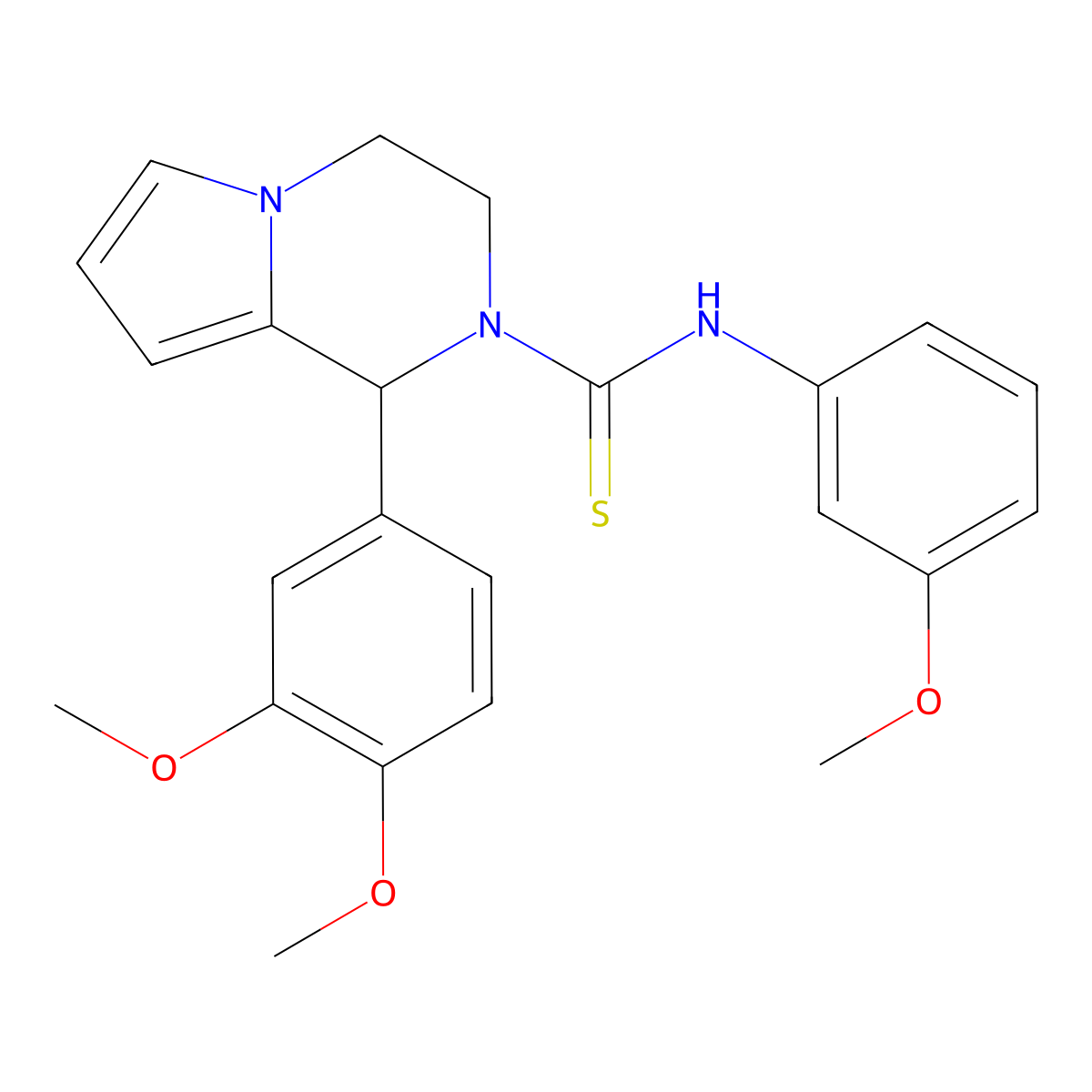1-(3,4-dimethoxyphenyl)-N-(3-methoxyphenyl)-3,4-dihydropyrrolo[1,2-a]pyrazine-2(1H)-carbothioamide molecular structure, CAS 393833-32-4