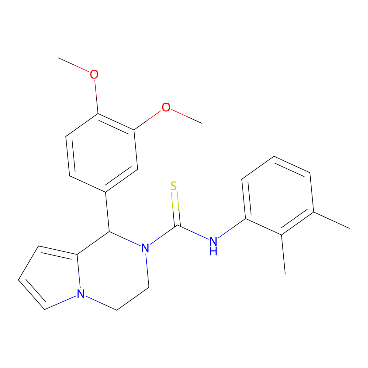 1-(3,4-dimethoxyphenyl)-N-(2,3-dimethylphenyl)-3,4-dihydropyrrolo[1,2-a]pyrazine-2(1H)-carbothioamide molecular structure, CAS 393833-35-7