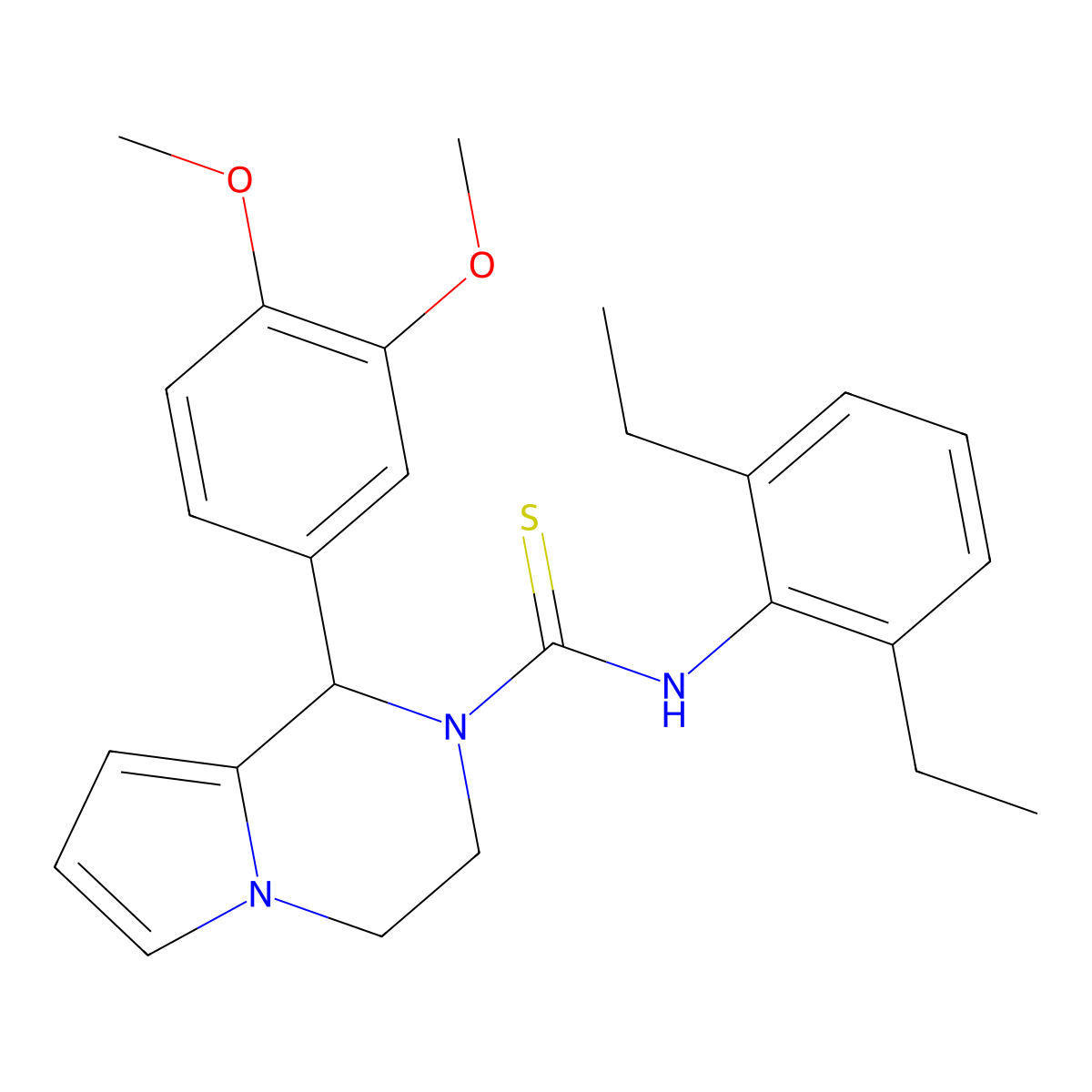 N-(2,6-diethylphenyl)-1-(3,4-dimethoxyphenyl)-3,4-dihydropyrrolo[1,2-a]pyrazine-2(1H)-carbothioamide molecular structure, CAS 393833-38-0
