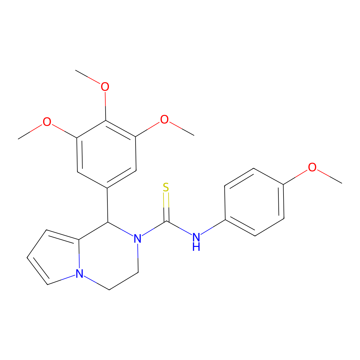 N-(4-methoxyphenyl)-1-(3,4,5-trimethoxyphenyl)-3,4-dihydropyrrolo[1,2-a]pyrazine-2(1H)-carbothioamide molecular structure, CAS 393833-50-6