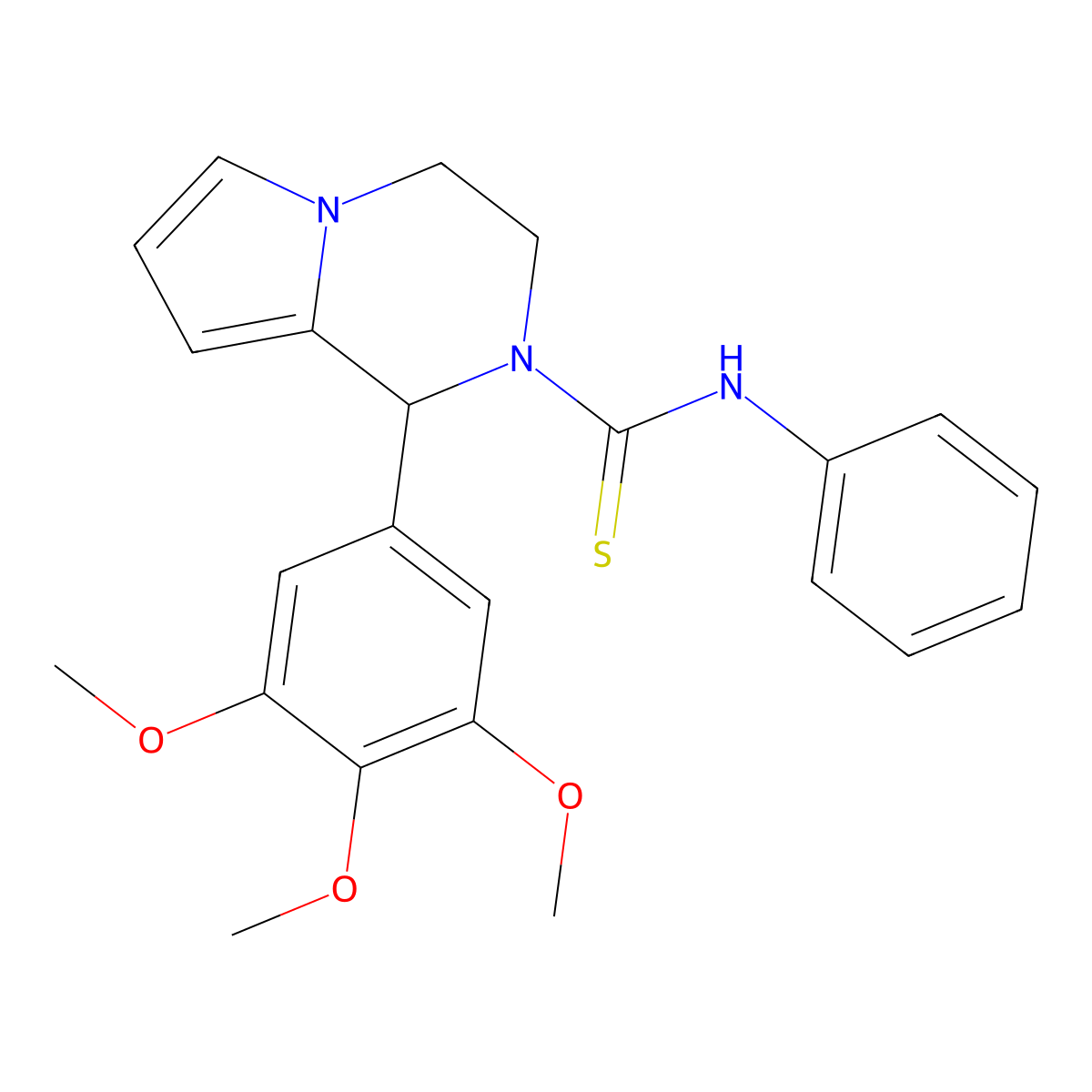 N-phenyl-1-(3,4,5-trimethoxyphenyl)-3,4-dihydro-1H-pyrrolo[1,2-a]pyrazine-2-carbothioamide molecular structure, CAS 393833-53-9