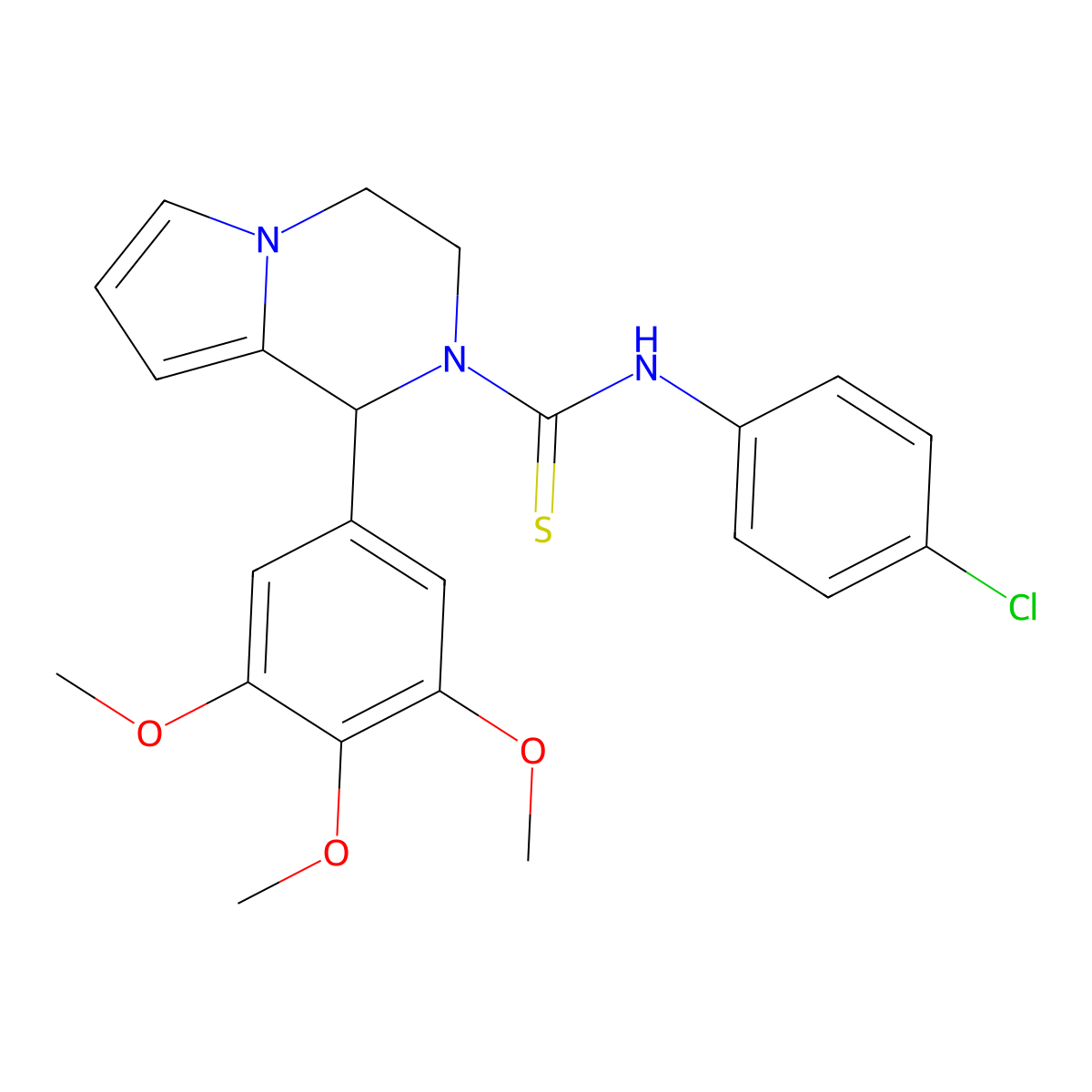 N-(4-chlorophenyl)-1-(3,4,5-trimethoxyphenyl)-3,4-dihydropyrrolo[1,2-a]pyrazine-2(1H)-carbothioamide molecular structure, CAS 393833-54-0