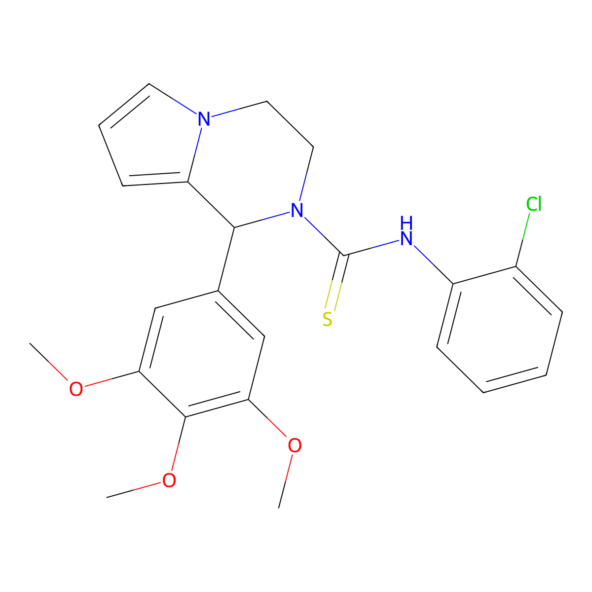 N-(2-chlorophenyl)-1-(3,4,5-trimethoxyphenyl)-3,4-dihydropyrrolo[1,2-a]pyrazine-2(1H)-carbothioamide molecular structure, CAS 393833-62-0