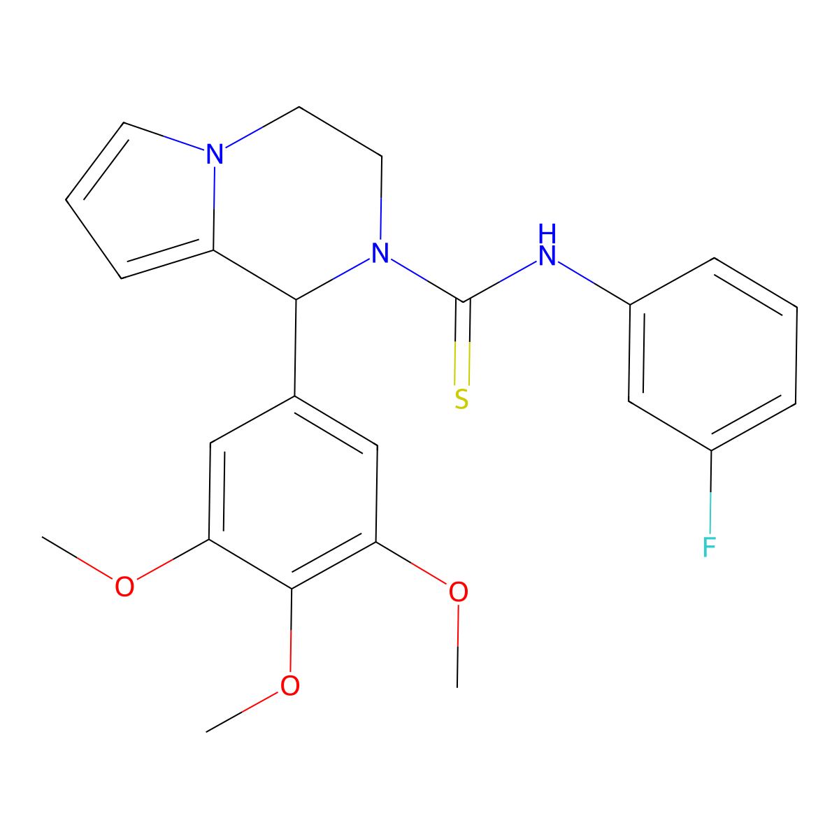 N-(3-fluorophenyl)-1-(3,4,5-trimethoxyphenyl)-3,4-dihydropyrrolo[1,2-a]pyrazine-2(1H)-carbothioamide molecular structure, CAS 393833-64-2