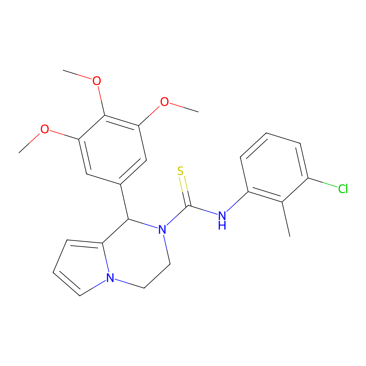 N-(3-chloro-2-methylphenyl)-1-(3,4,5-trimethoxyphenyl)-3,4-dihydropyrrolo[1,2-a]pyrazine-2(1H)-carbothioamide molecular structure, CAS 393833-74-4