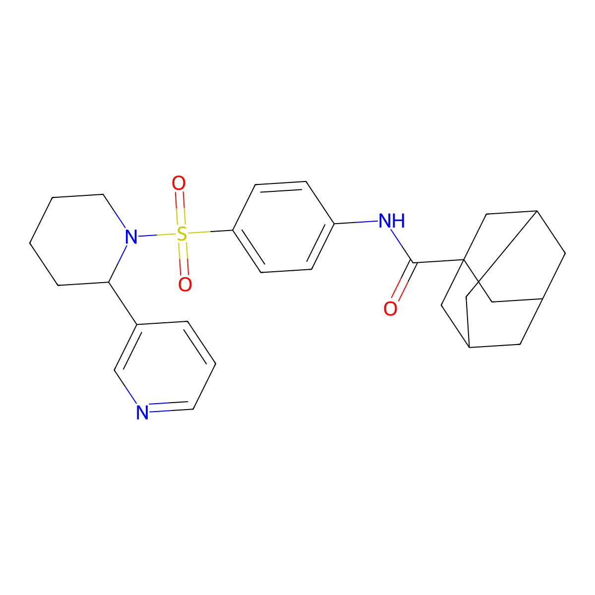 N-[4-(2-pyridin-3-ylpiperidin-1-yl)sulfonylphenyl]adamantane-1-carboxamide molecular structure, CAS 393834-29-2
