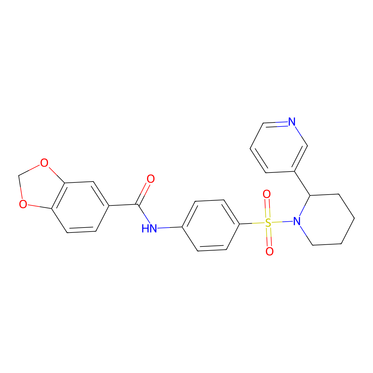 N-(4-((2-(pyridin-3-yl)piperidin-1-yl)sulfonyl)phenyl)benzo[d][1,3]dioxole-5-carboxamide molecular structure, CAS 393834-37-2