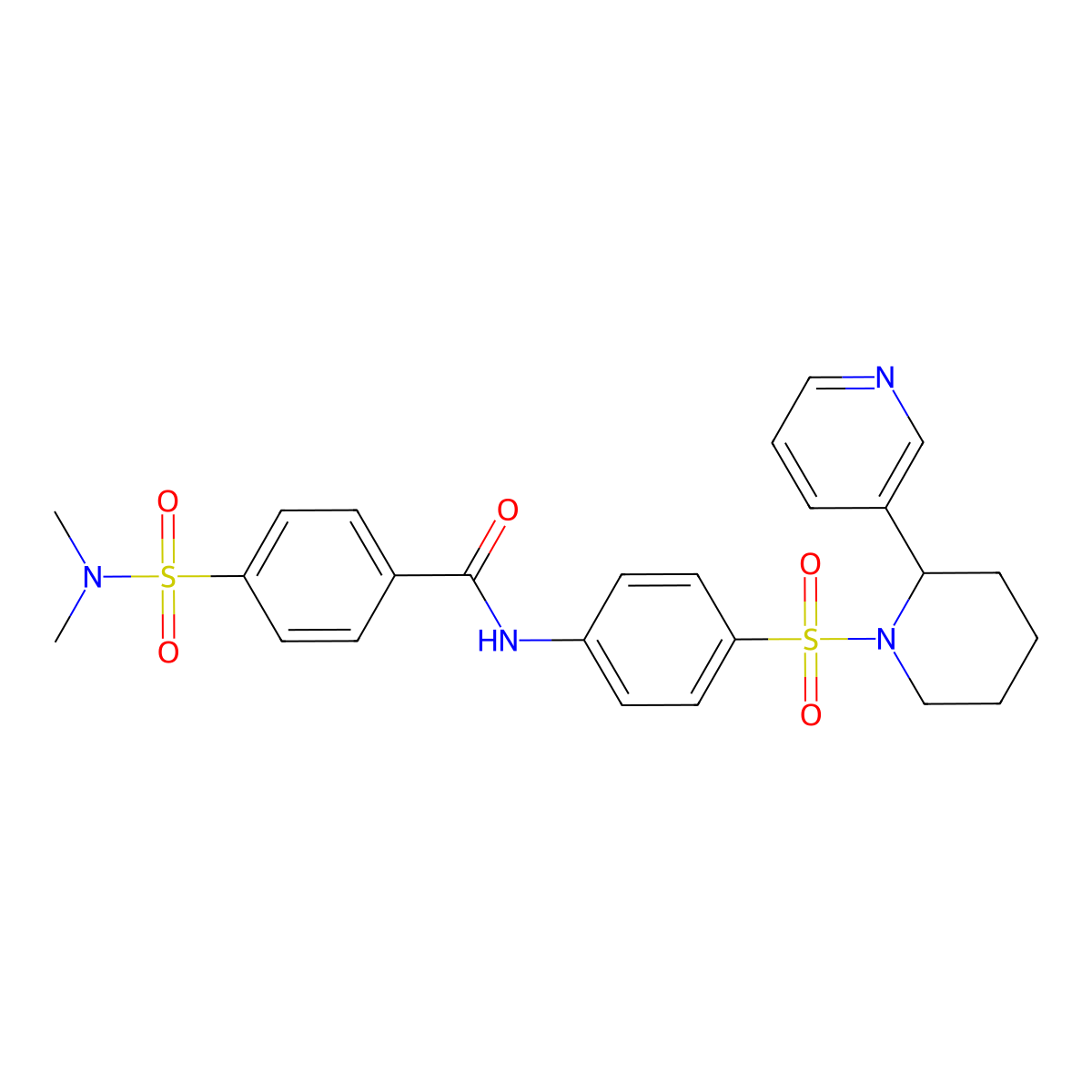 4-(N,N-dimethylsulfamoyl)-N-(4-((2-(pyridin-3-yl)piperidin-1-yl)sulfonyl)phenyl)benzamide molecular structure, CAS 393834-40-7