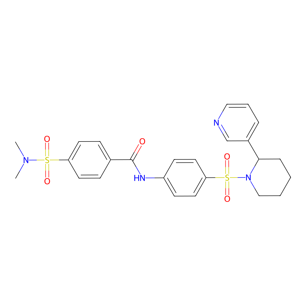 4-(N,N-dimethylsulfamoyl)-N-(4-((2-(pyridin-3-yl)piperidin-1-yl)sulfonyl)phenyl)benzamide molecular structure, CAS 393834-40-7